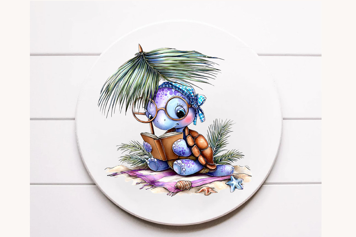 Whimsical summer turtle Clipart, a Seasonal Illustration by Designworld (Photo 9 of 9)