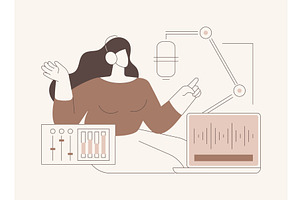 Podcast recording isolated cartoon, a Person Illustration by Visual Generation