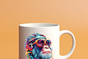 Painting Monkey Wearing Glasses.