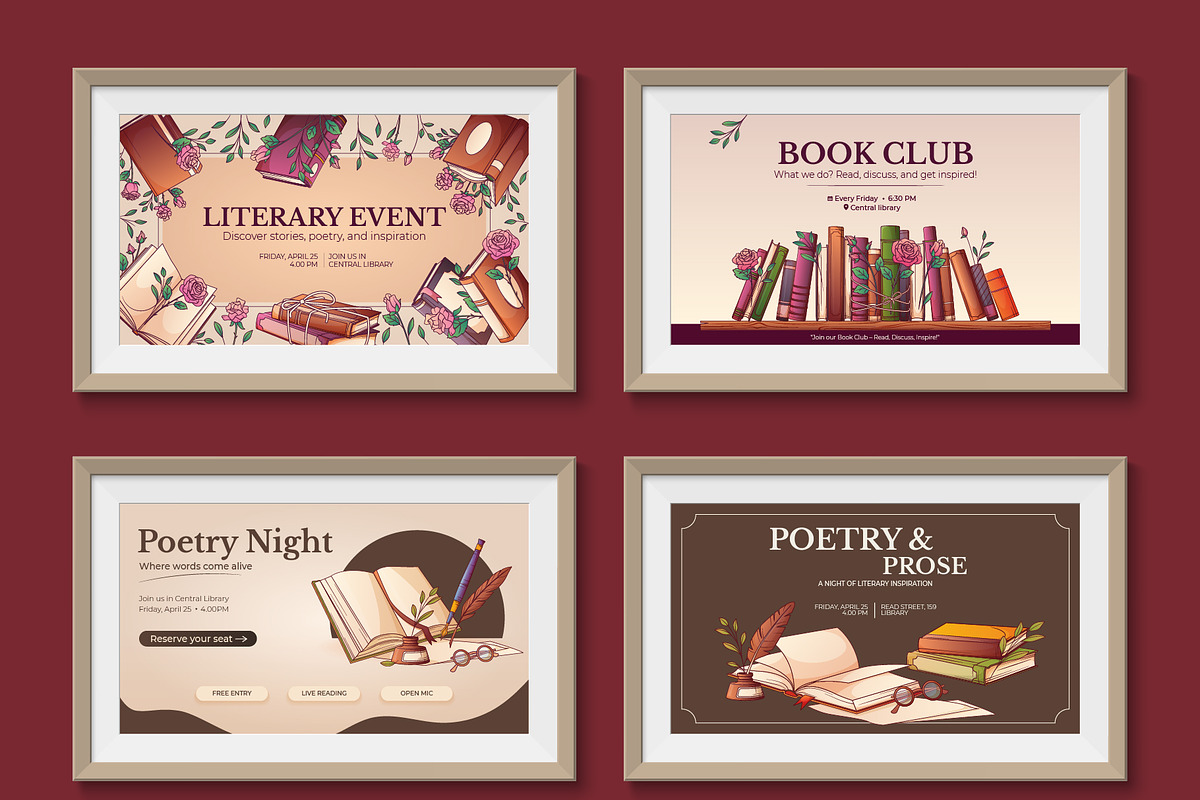 Book & Library Template Kit, a Poster Template by Bloom Art (Photo 8 of 10)