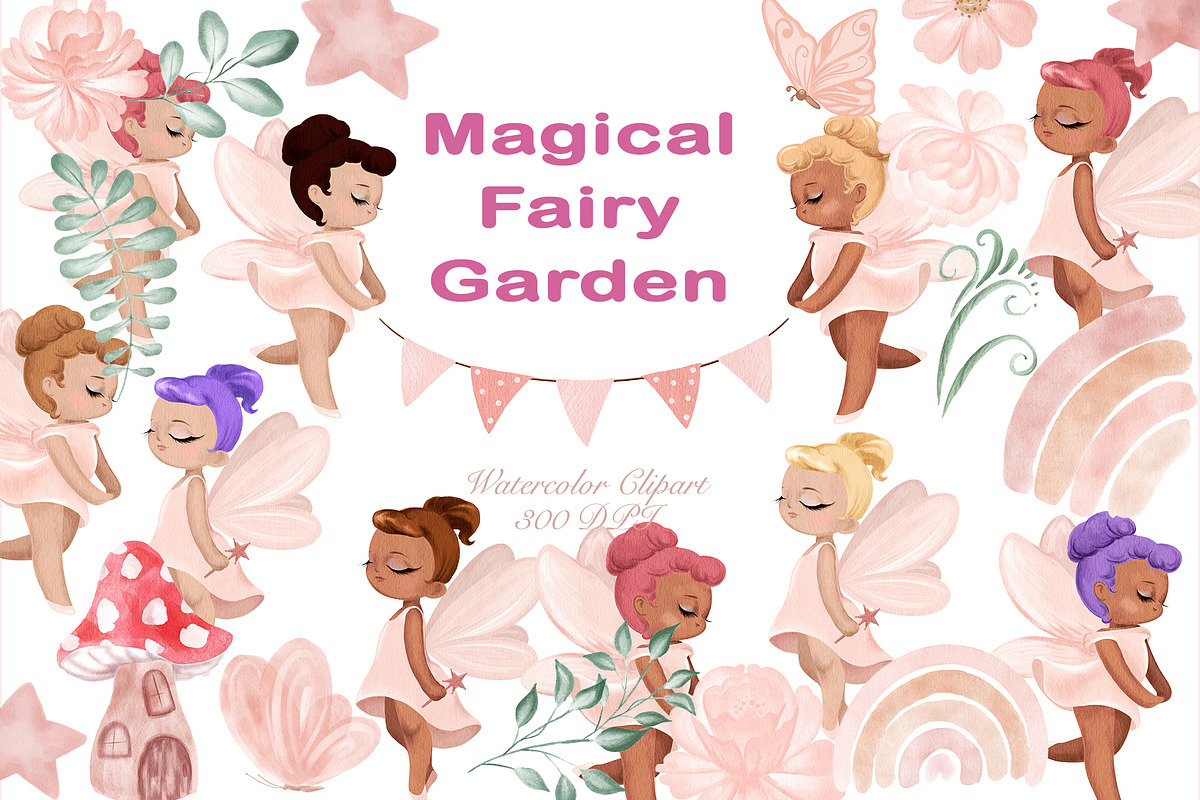 Magical Fairy Garden Clipart Set, an Illustration by HabitusDesigns ...