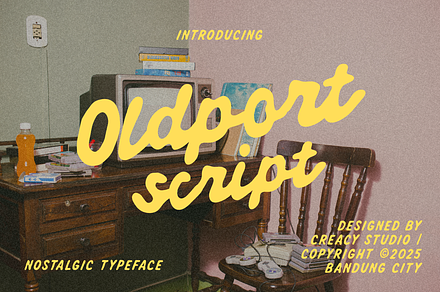 Oldport Script – Nostalgic Retro, a Script Font by Creacy Studio