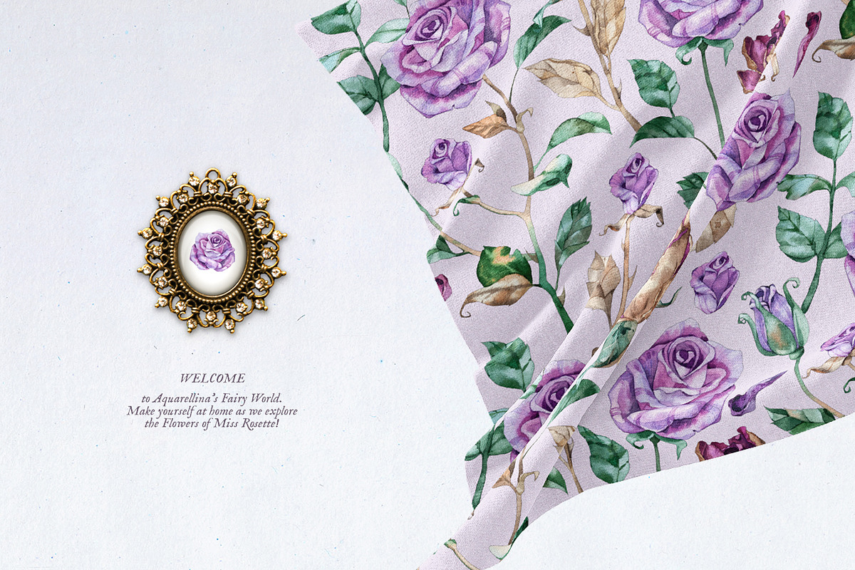 Purple Roses - Watercolour Clipart, a Decorative Illustration by Aquarellina (Photo 2 of 14)