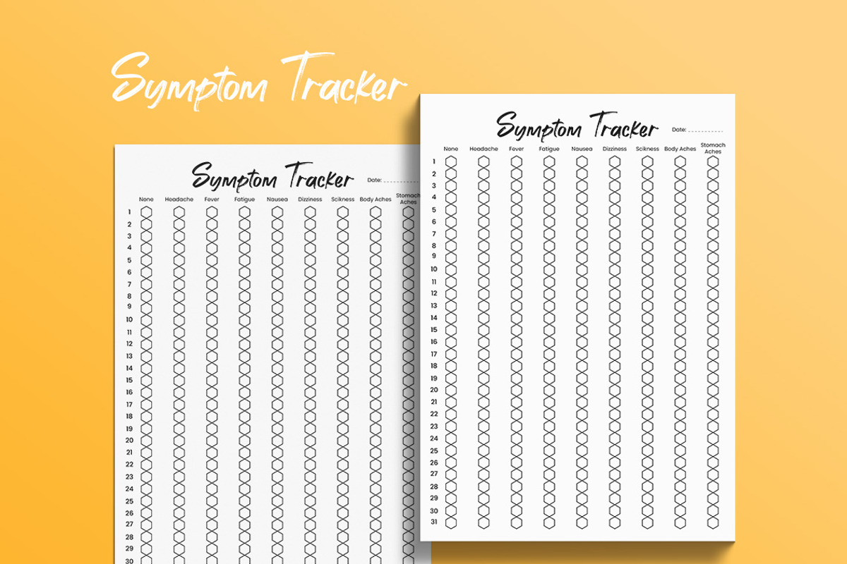 Monthly Symptom Tracker Printable, a Stationery Template by Graphicsnext (Photo 3 of 5)