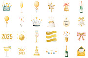 Golden Glitter Happy New Year Clipar, an Illustration by Sublimation Artist (Thumbnail 2 of 6)