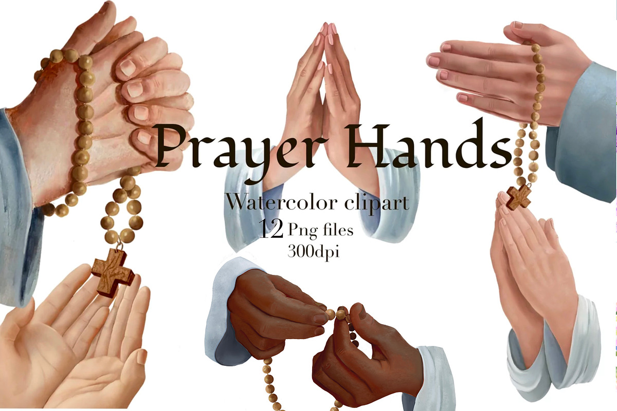 Praying hands,hands of people,rosary, a Person Illustration by AkvarelRiver (Photo 1 of 4)