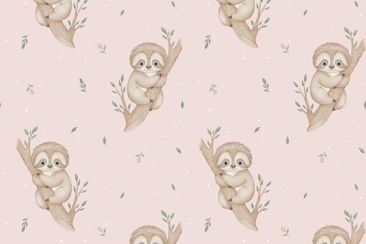 Baby Sloth – Patterns & Clipart, a Pattern Graphic by tetiartline (Photo 5 of 7)