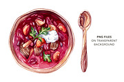 Beetroot Soup+Watercolor Ingredients, an Illustration by Olga Olmix (Thumbnail 3 of 9)