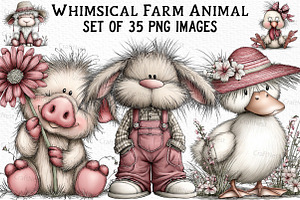 Whimsical Farm Animal Clipart Bundle, an Illustration by Craft Nest