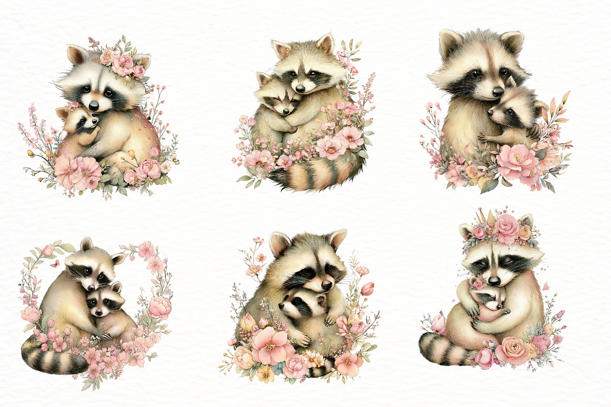 Whimsical Mother's Day Raccoon Clipa, an Illustration by Designworld (Photo 5 of 8)