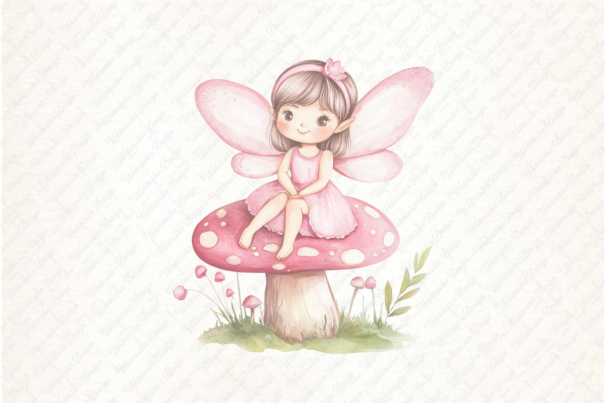 Watercolor Pink Woodland Fairy Clipa, an Illustration by Watercolor design (Photo 8 of 12)