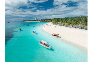Boats, beautiful tropical beach with, a Nature Photo by den-belitsky