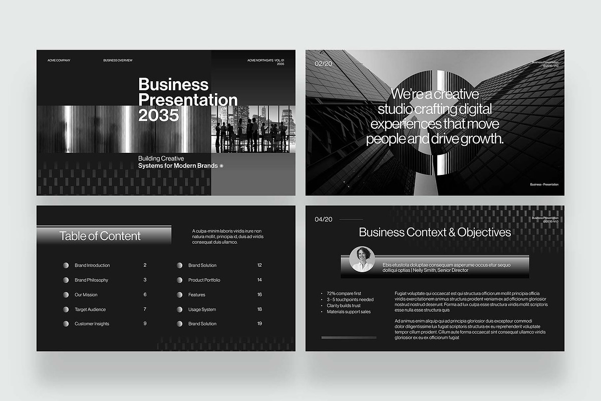 Dark Business Presentation Template, a Presentation Template by BrandPacks (Photo 2 of 7)