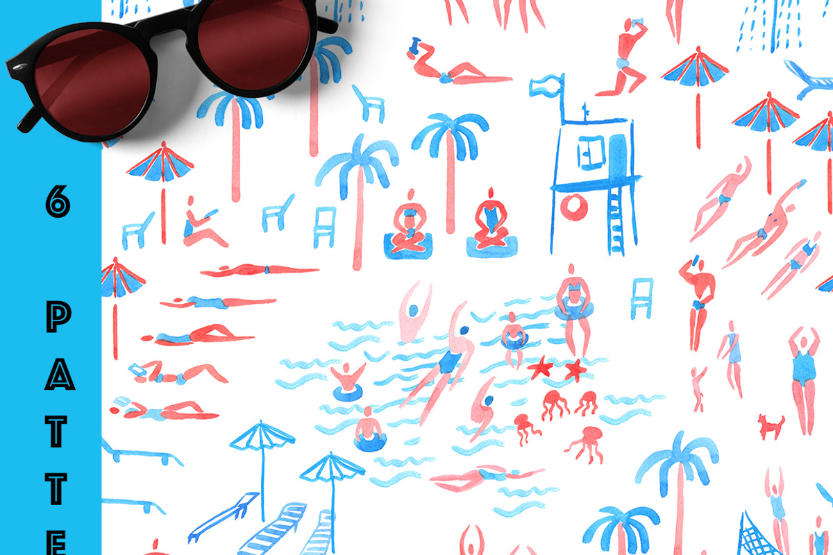Beach club. Watercolor bundle, a Pattern Graphic by Anyuka (Photo 2 of 3)