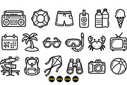 Summer Vacation Icon Set, an Illustration by designvectx (Thumbnail 3 of 3)