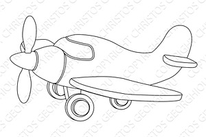 Aeroplane Cartoon Coloring Book, a Transportation Illustration by Christos Georghiou