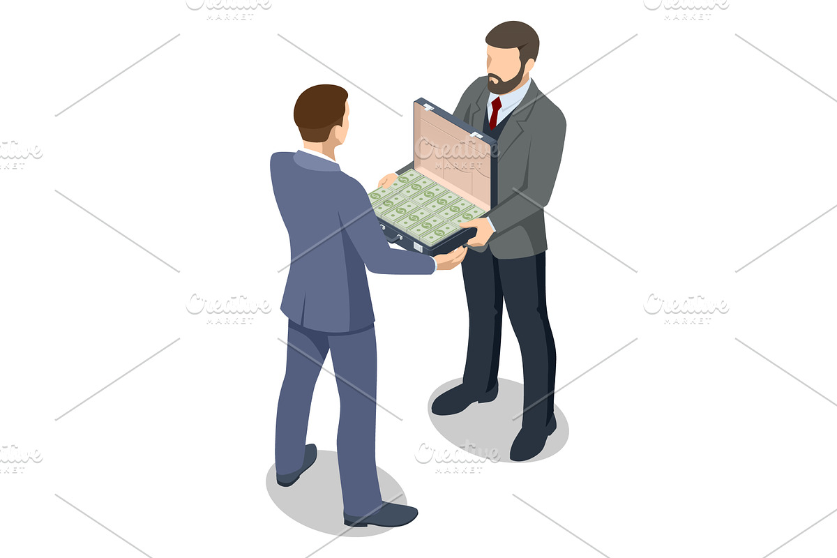 Isometric scene of a Suitcase full, a Finance Illustration by Golden Sikorka