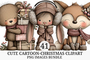 Cute Cartoon-Christmas Clipart Png, an Illustration by Craft Nest (Thumbnail 1 of 11)