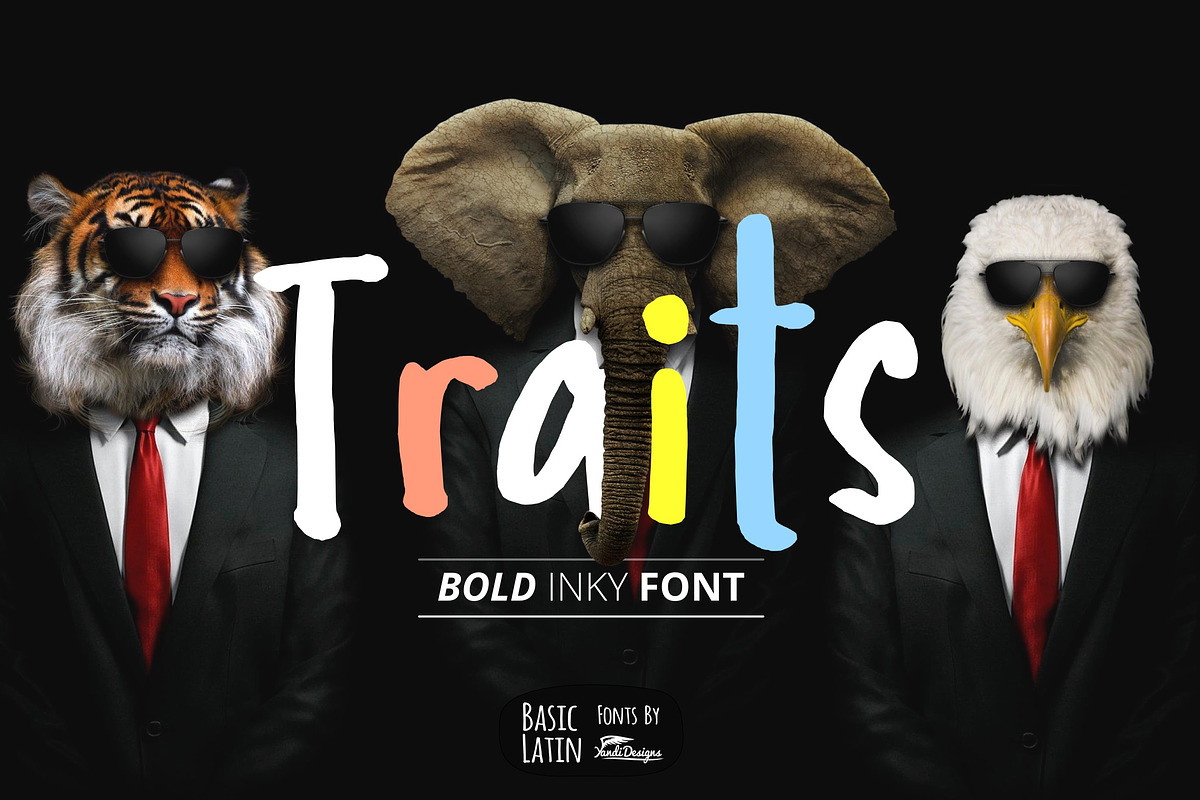 Traits Inky Font, a Font by YandiDesigns