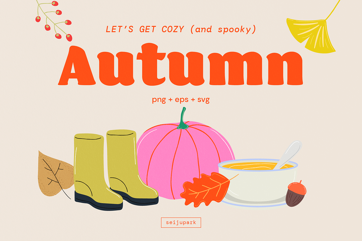 Cozy Autumn Vector Illustrations, a Seasonal Illustration by Seiju Park (Photo 1 of 8)