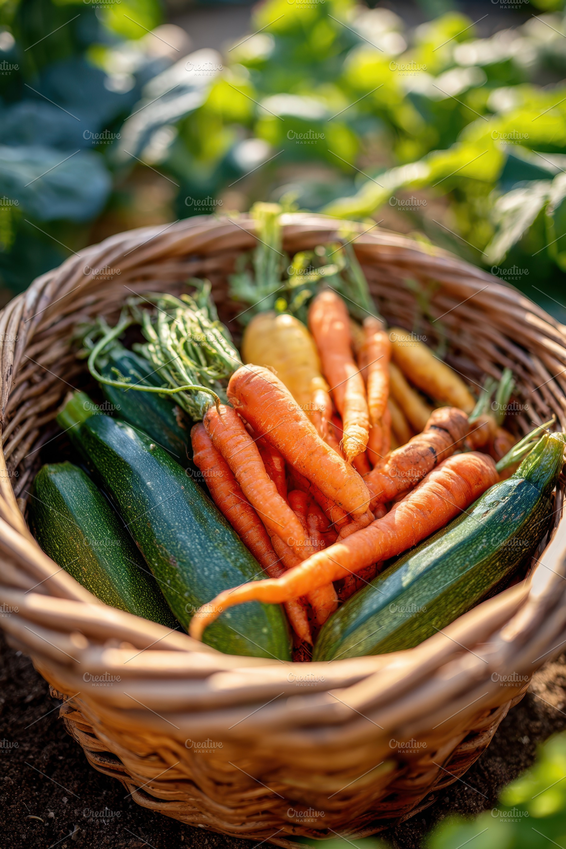 Fresh vegetable basket in garden, a Food & Drink Photo by AlyaAnd