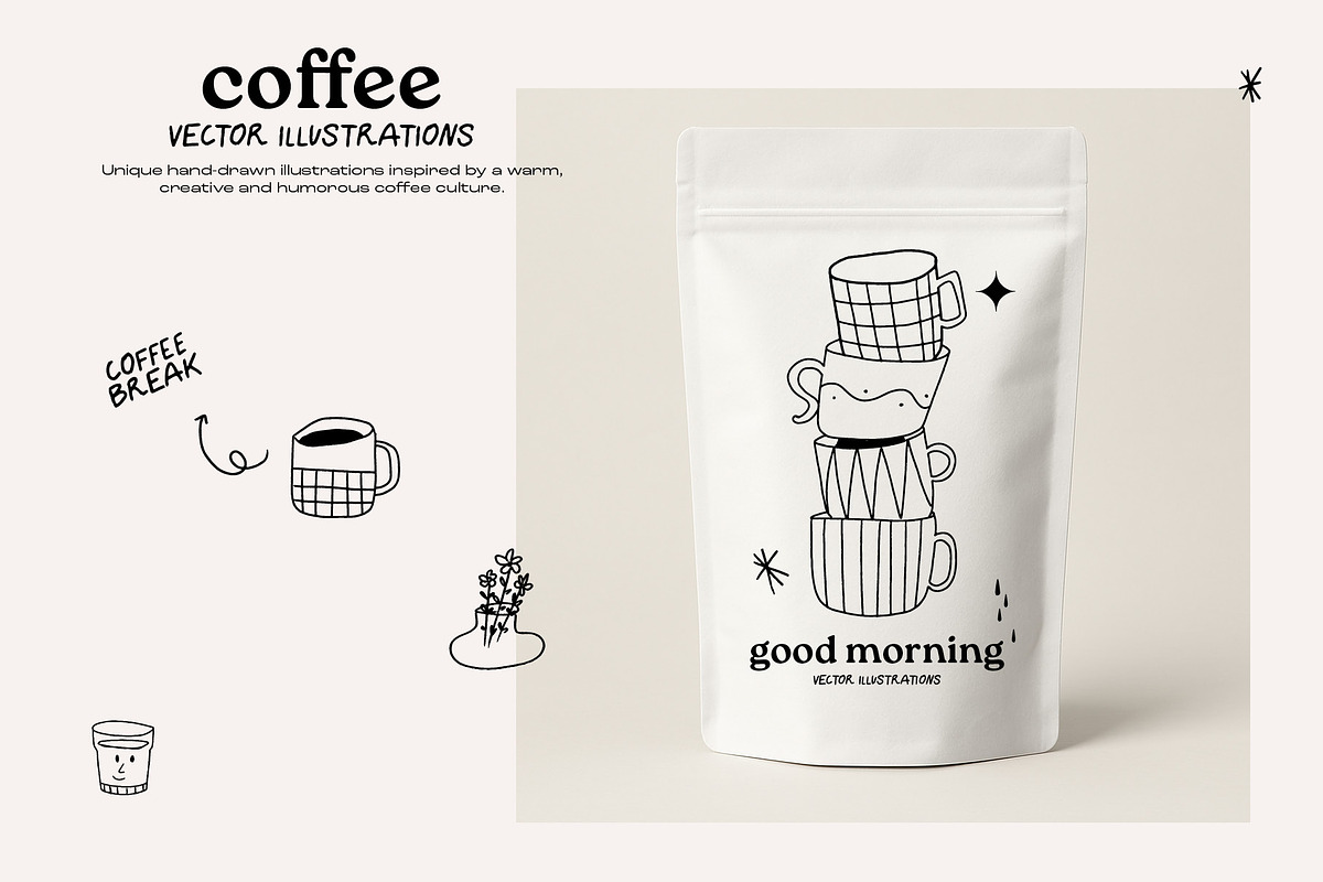 Coffee Hand-Drawn illustrations, a Food Illustration by dicreate (Photo 6 of 12)