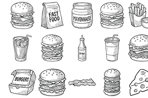 Fast Food Icons, an Object Graphic by nikagraphic