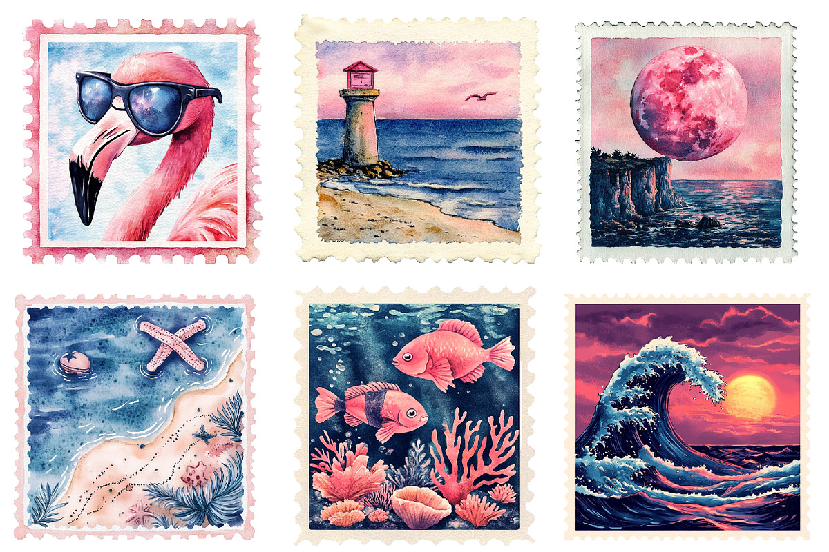 Summer Postage Stamp Clipart, an Illustration by Designworld (Photo 2 of 6)