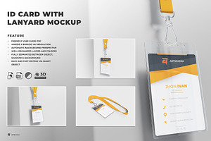 ID Card with Lanyard Mockup, an Advertising Mockup by Artnivora.Std
