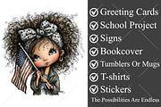 Whimsical 4th of July Girls Clipart, a Seasonal Illustration by Canvas Craft (Thumbnail 3 of 10)