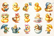 Watercolor Cute Little Ducks Clipart, an Illustration by Rose Art (Thumbnail 2 of 7)
