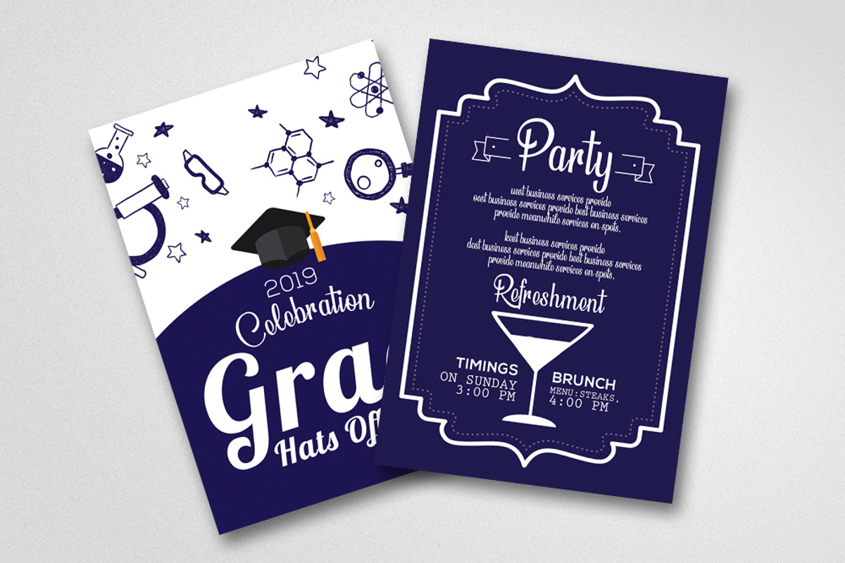 Tow Sided Graduation Invitation Card, an Invitation Template by Business Flyers (Photo 2 of 2)