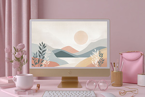 Boho Abstract Landscape Wallpaper