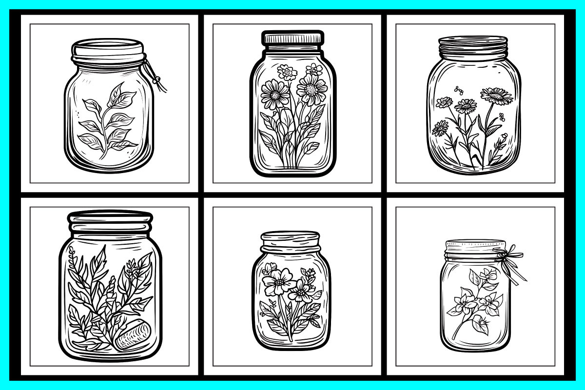 Flower inside jar Coloring Pages, an Object Illustration by protabsorkar11 (Photo 3 of 7)