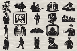 collection of pilot silhouettes, an Illustration by Amazin_art