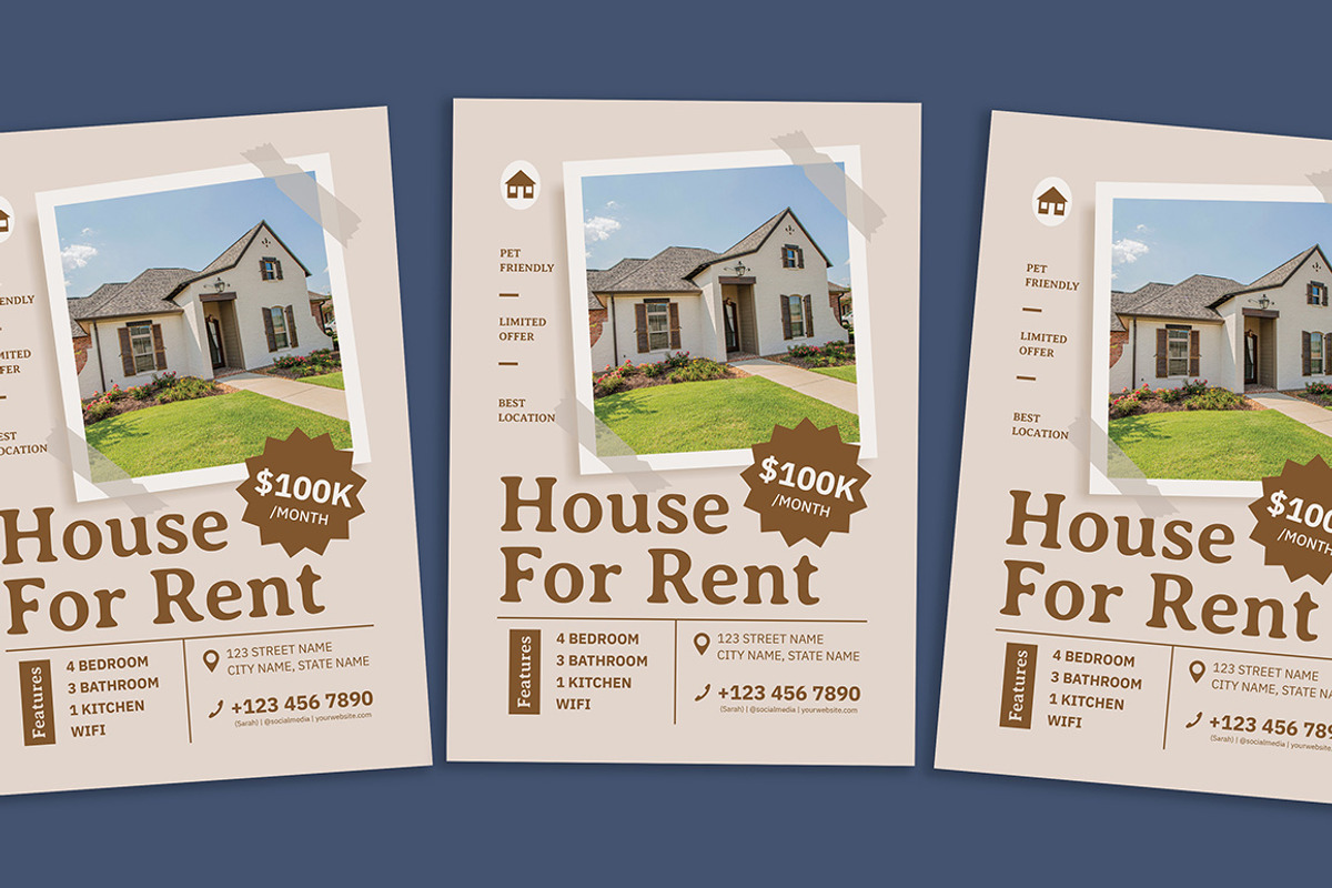 Minimalist House for Rent Flyer, a Flyer Template by Gumico Studio. (Photo 1 of 3)
