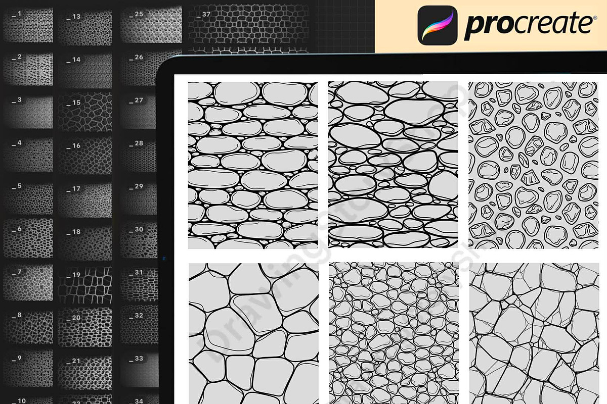 120 Procreate Manga Stone Texture, a Brush Add-On by DrawingStoryShop