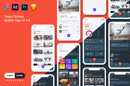 Yoga Class Mobile App UI Kit, an UI Kit Template by 3djagan