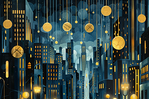 Art Deco Cityscape Night