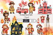 Firefighter Clipart, Transparent PNG, an Object Graphic by EllyandLima (Thumbnail 1 of 10)