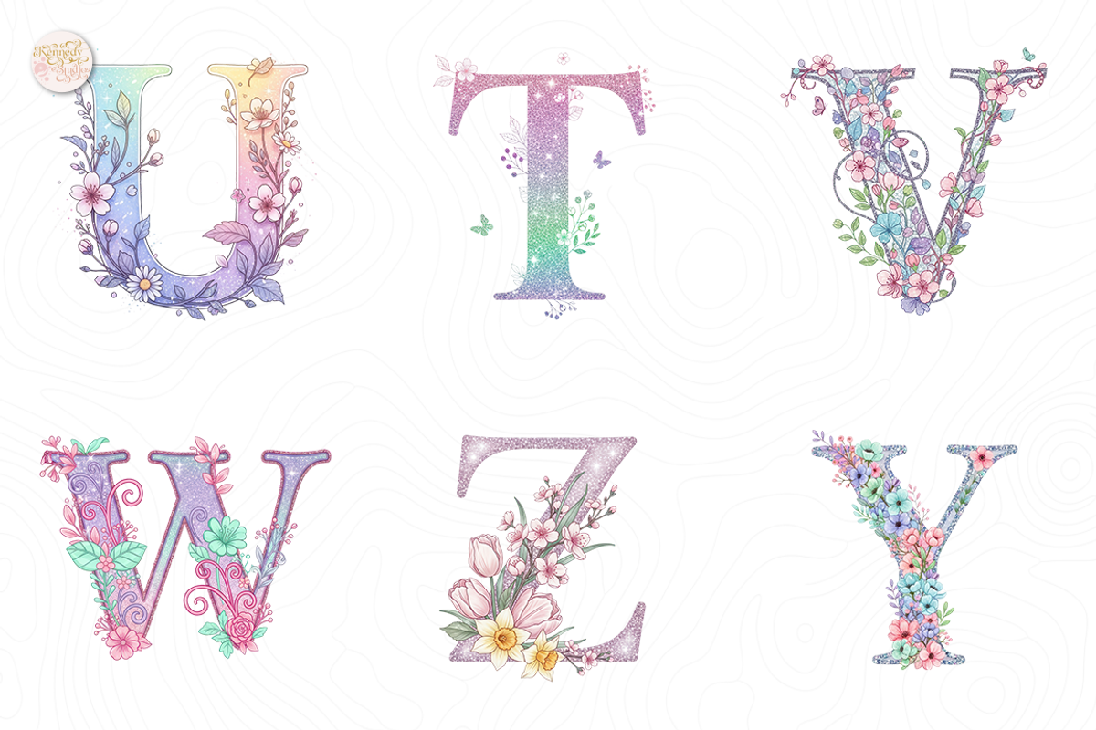 Pastel Glitter Spring Alphabet PNG, an Object Illustration by KennedyStudio (Photo 3 of 5)