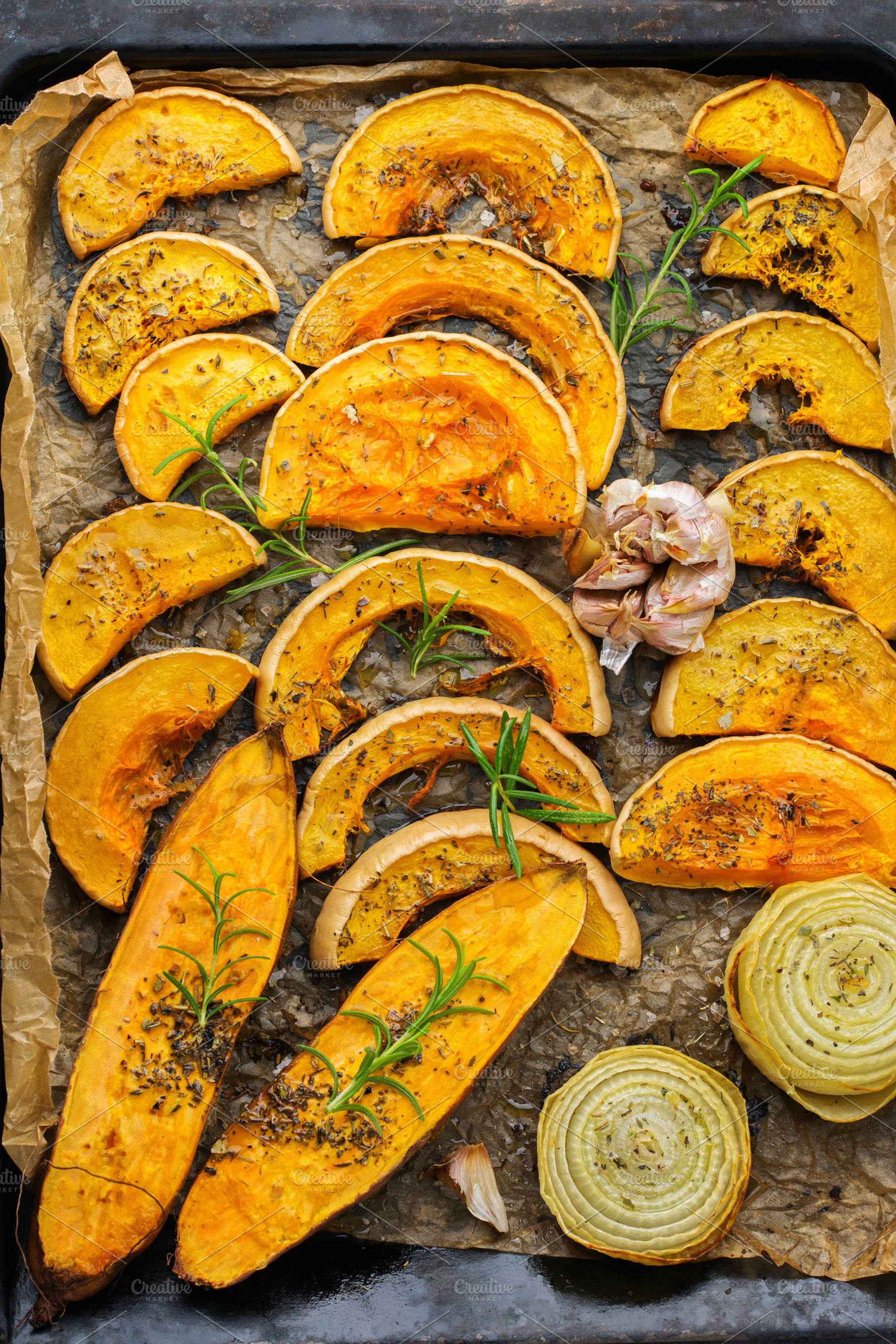 Baked roasted grilled orange pumpkin stock photo containing pumpkin and sweet, a Food & Drink Photo by Antonina Vlasova