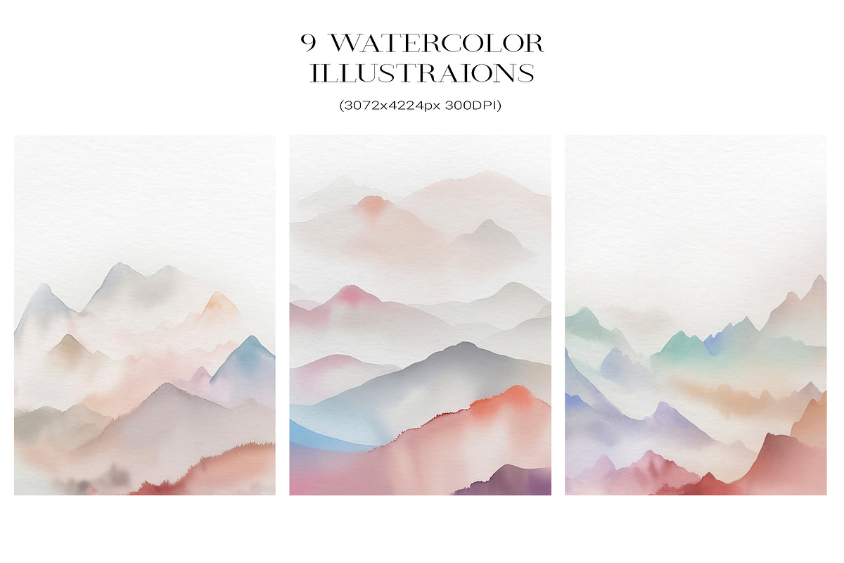 Mountains Watercolor Illustrations, an Illustration by AlineArtStore (Photo 3 of 14)