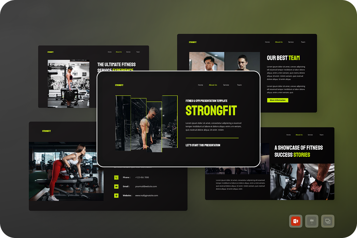 Strongfit Fitness & Gym PowerPoint, a Presentation Template by Annora Studio (Photo 1 of 5)