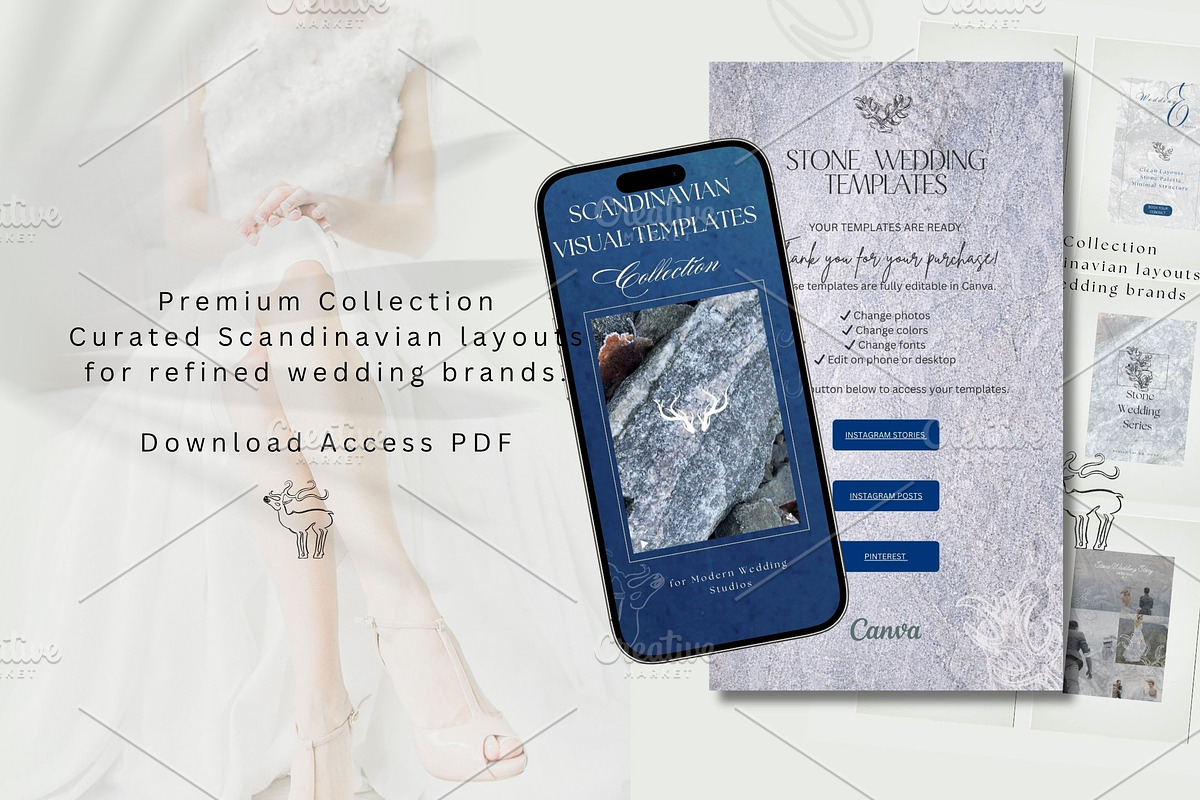 Stone Wedding Visual Kit. Canva., a Templates & Theme by Alisa Mikibith Art (Photo 3 of 6)