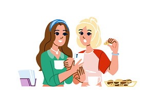 style teen girls cafe vector, a Person Illustration by pikepicture