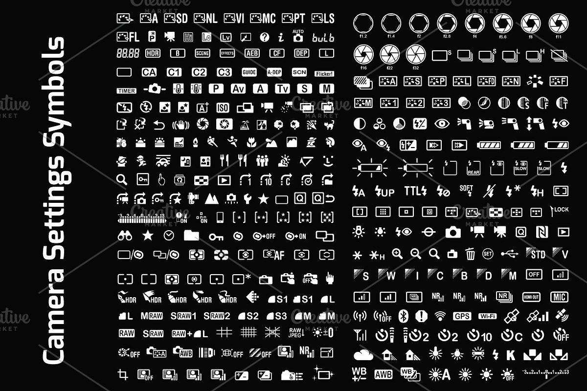 350 Camera Settings Symbols, an Icon by ALS design