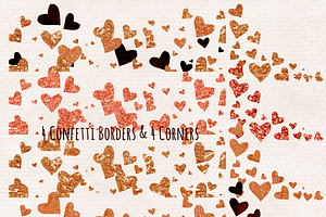 Amber Metallic Hearts Love Clipart