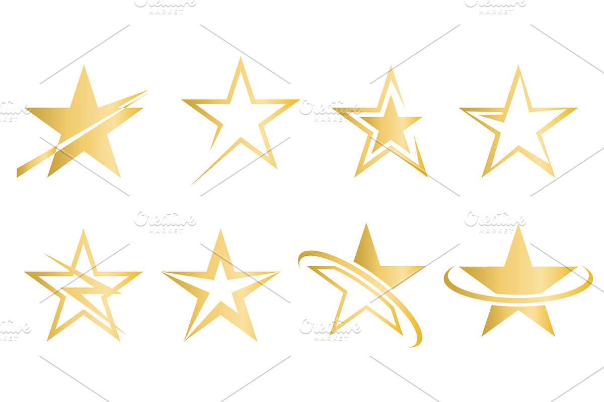 Golden creative stars in bold, an Object Illustration by Tati_Kli