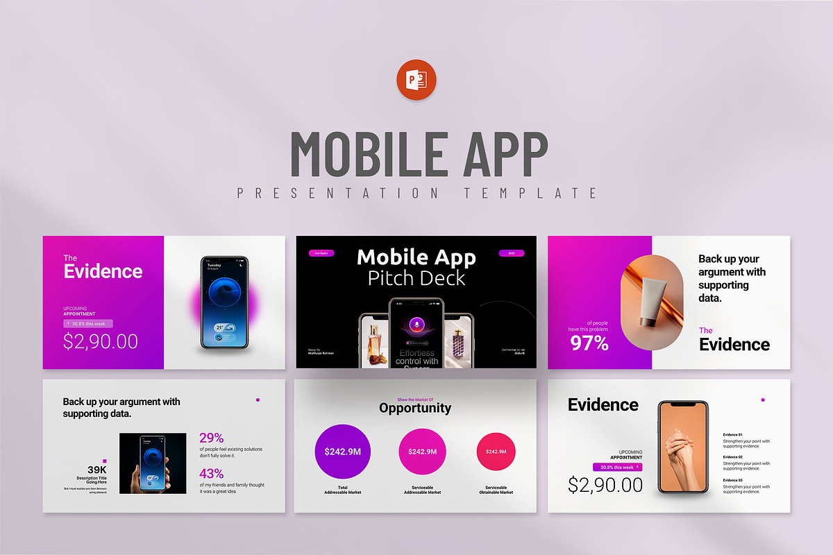 Mobile App Pitch Deck Presentation, a Presentation Template by KreateTribe (Photo 1 of 5)